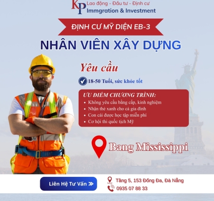 Tuyển Lao Động Xây Dựng Đi Mỹ Diện EB3 Phổ Thông – Cơ Hội Nhận Thẻ Xanh Cho Cả Gia Đình