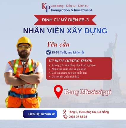 Tuyển Lao Động Xây Dựng Đi Mỹ Diện EB3 Phổ Thông – Cơ Hội Nhận Thẻ Xanh Cho Cả Gia Đình
